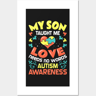 Autism Mom For Son Dad Mother Awareness Posters and Art